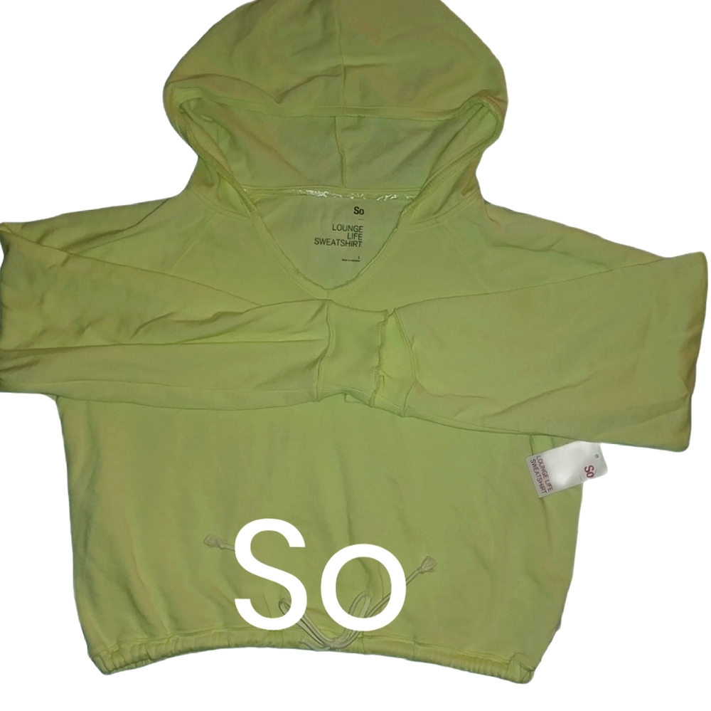 Lime drawtie cinch bottom hoodie